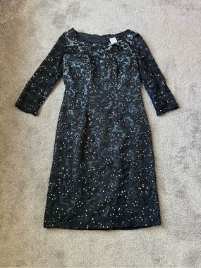 Alyce Jean De Lys Black Lace Sequin Cocktail Dress SIZE 8 Formal Evening Midi